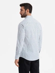 Vyriški SLIM FIT marškiniai su smulkiu raštu - balti V2 OM-SHCS-0140