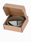 Men's belt with metal buckle - khaki A376
