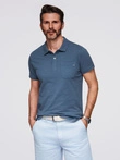 Men's polo t-shirt with decorative buttons - dark blue V8 S1744