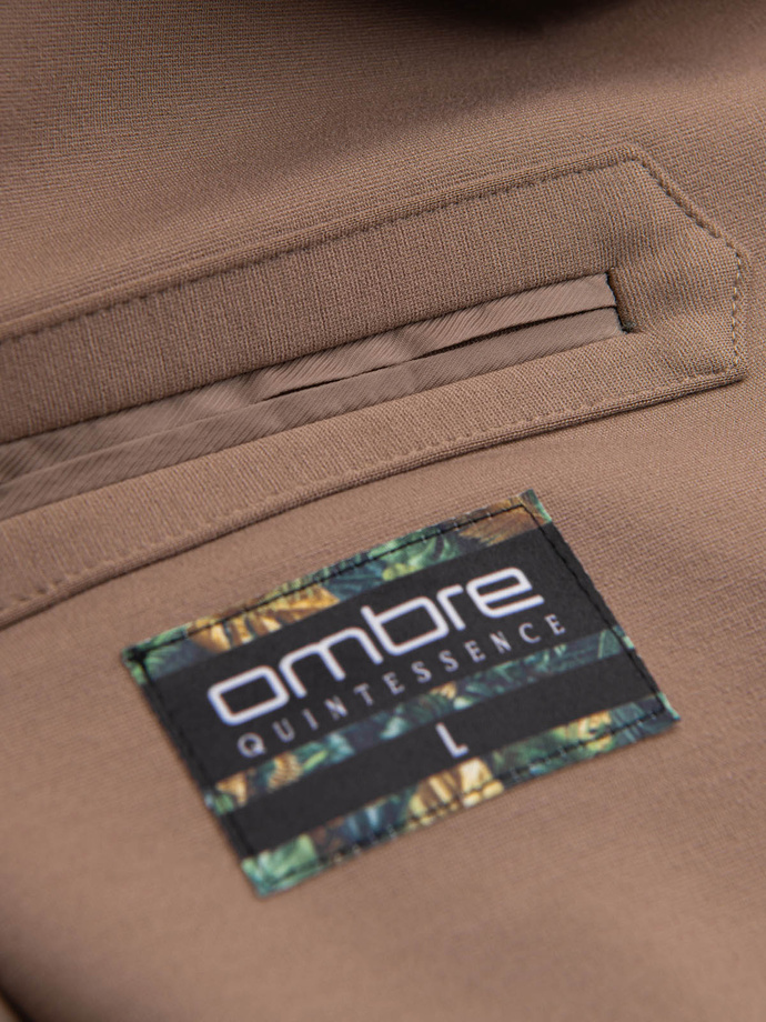 Pánské sako s kapsami - tmavě béžové V3 OM-BLZB-0127