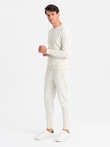 BASIC men's cotton tracksuit set unbuttoned sweatshirt + joggers - cream V5 Z84