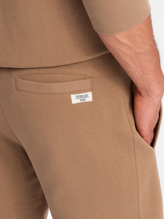 Set trening bărbătesc tricou kangaroo + pantaloni scurți - maro V2 Z75