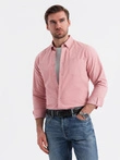 Men's REGULAR FIT cotton shirt with pocket - pink V3 OM-SHOS-0153