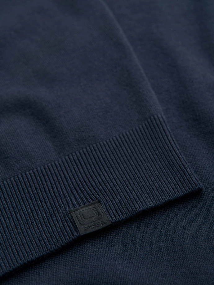Men's sweater with viscose and spread neckline - navy blue V4 OM-SWZS-0124