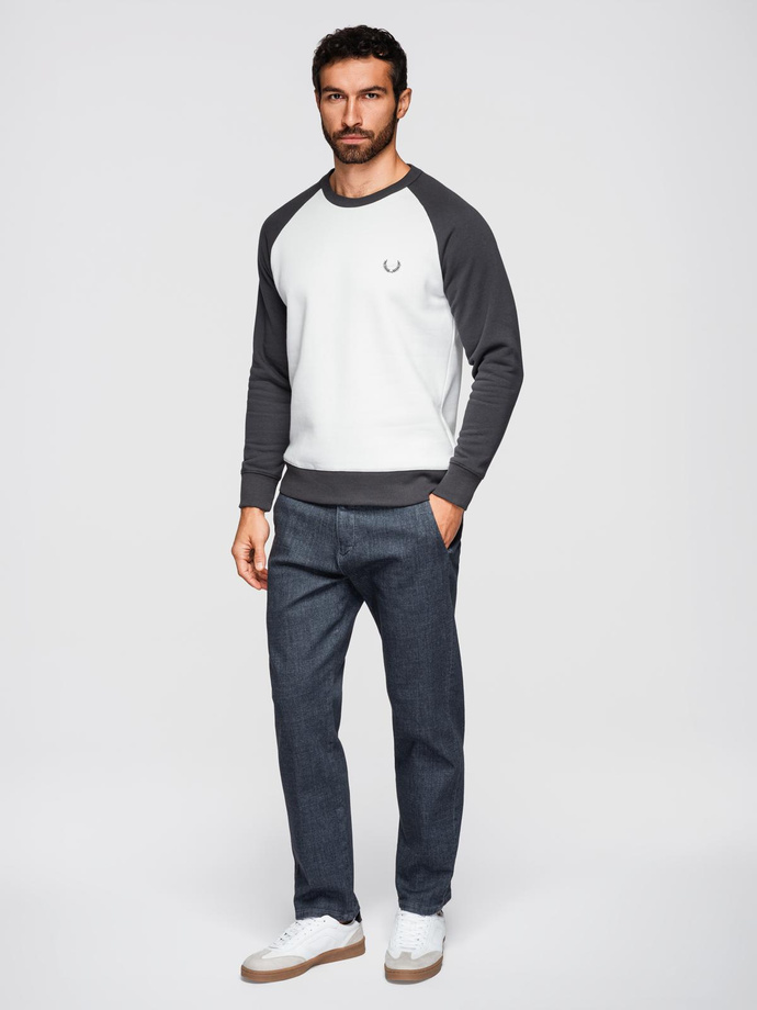 Hanorac bărbătesc de contrast cu mâneci reglan - crem și grafit V1 OM-SSNZ-0239