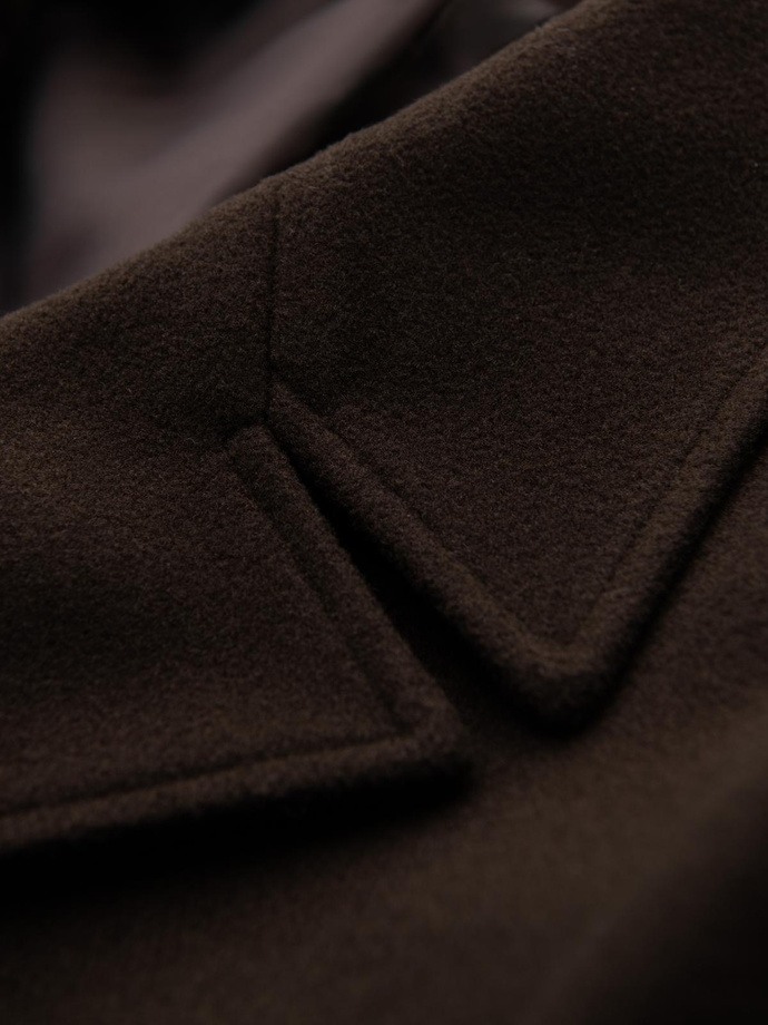 Pánsky dvojradový kabát s ozdobnými gombíkmi - tmavohnedý V3 OM-COWC-0137