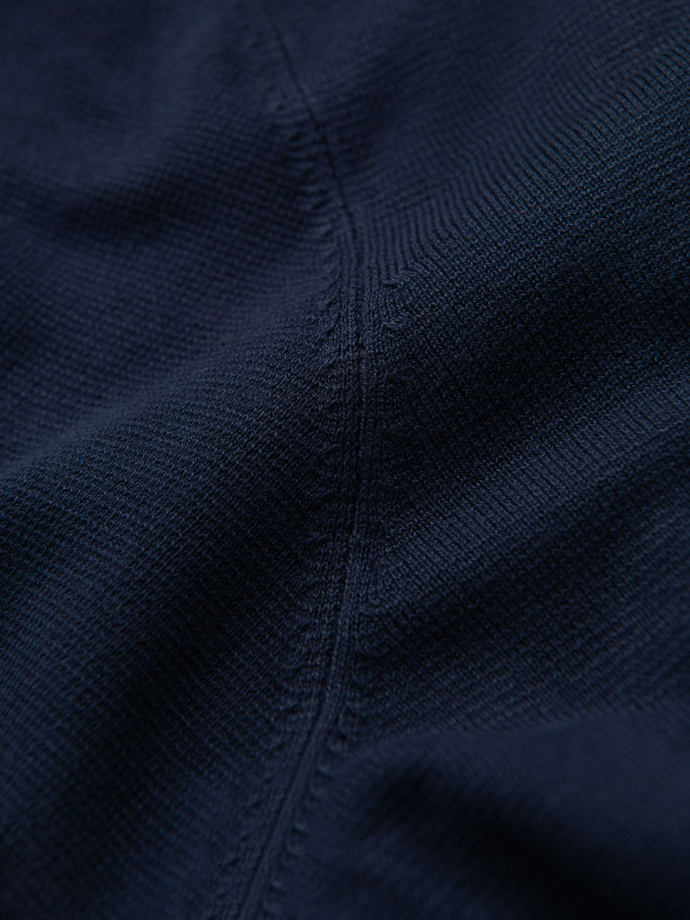 Cămașă bărbătească clasică tricotată cu nervuri - albastru marin V1 OM-TSCT-0252
