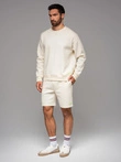 Klasická unisex mikina s kulatým výstřihem - krémová V2 OU-SNBC-0104