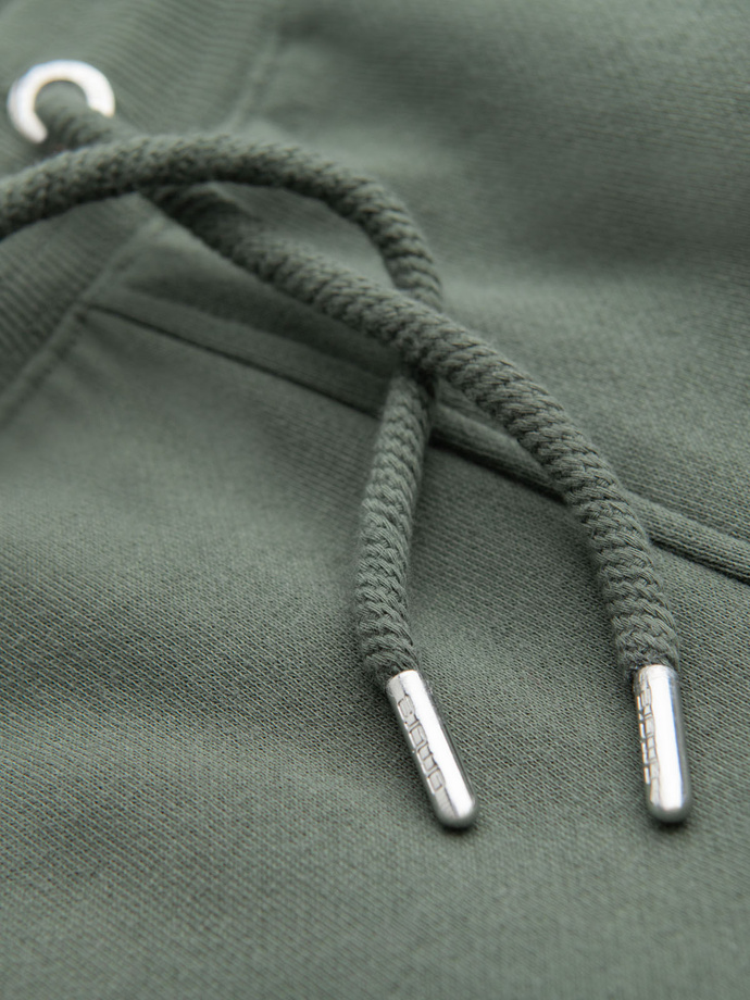 Men's sweat shorts with piping and drawstring waistband - olive V2 OM-SRSK-0156