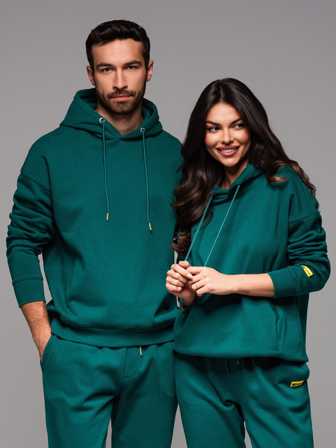 Unisex mikina s vreckami a kapucňou - tmavozelená V17 OU-SNBC-0105