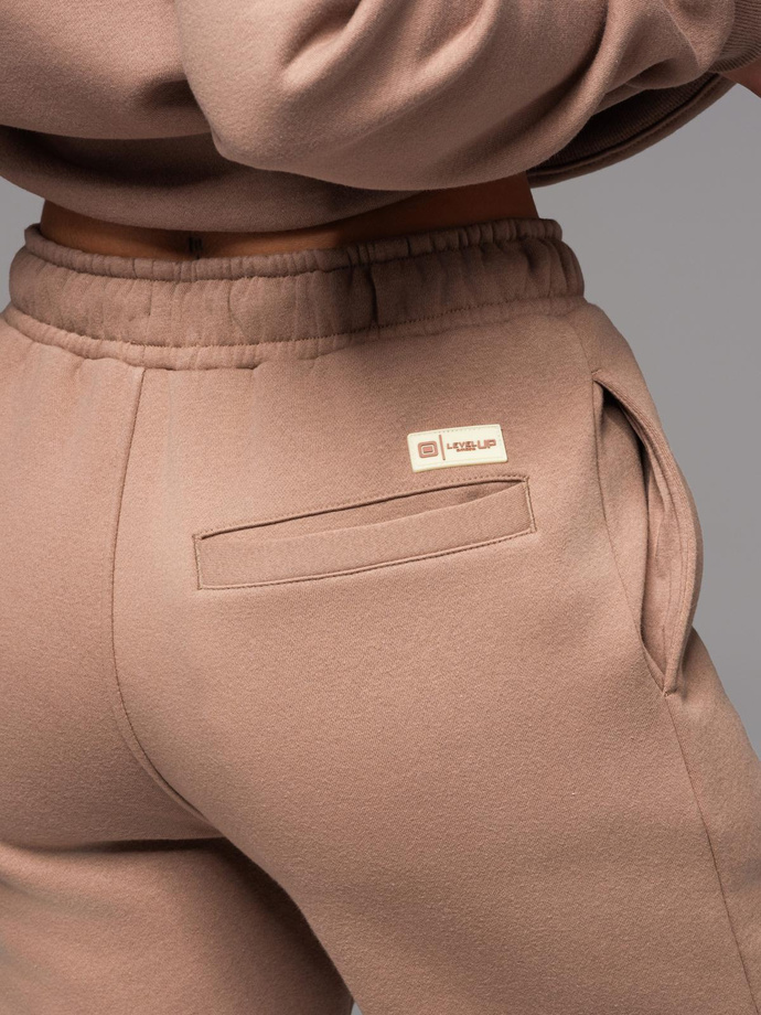 Unisex teplákové šortky s rebrovaným pásom - hnedé V16 OU-SRBC-0101