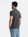 Tricou polo BASIC pentru bărbați, tricou piqué monocolor - grafit V3 OM-POBS-0100