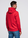 Men's college style printed kangaroo hoodie - red V1 OM-SSPS-0143