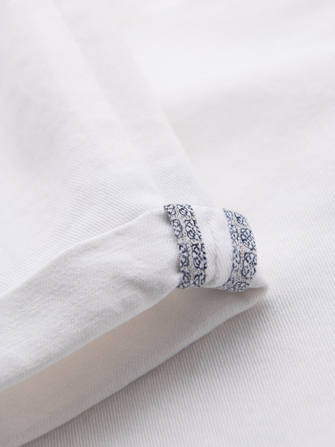 Vyriški džinsiniai klasikiniai šortai su užlenktomis kojomis - balti V1 OM-SRDS-0162