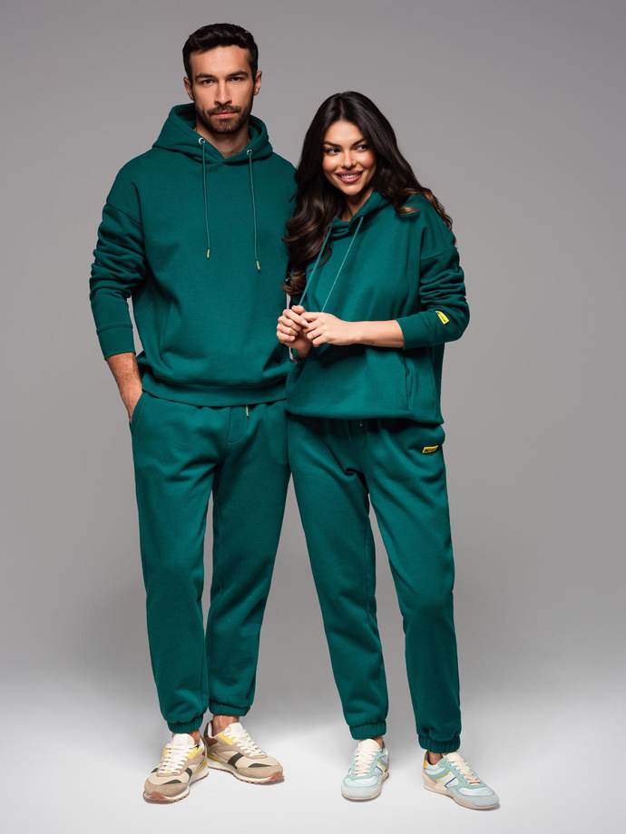 Set trening UNISEX hanorac + pantaloni cu cordon în stil athleisure - verde închis V17 Z111
