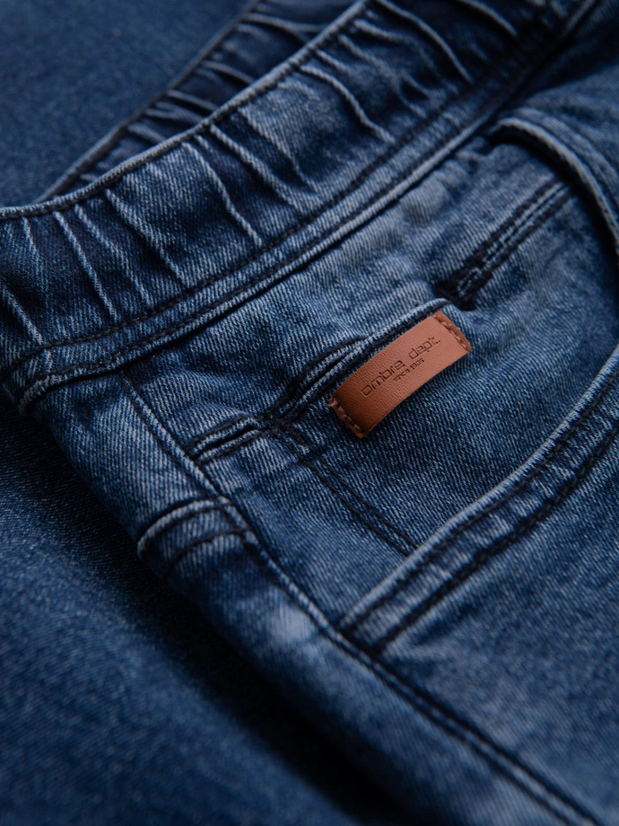 Pánské šortky s elastickým pasem a pracím efektem - modré V2 OM-SRDS-0192