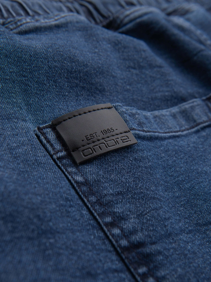 Pánské džínové šortky s ohrnutou nohavicí - tmavě modré V2 OM-SRDS-0161