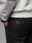 Men's denim joggers with piping - black V2 OM-PADJ-0156