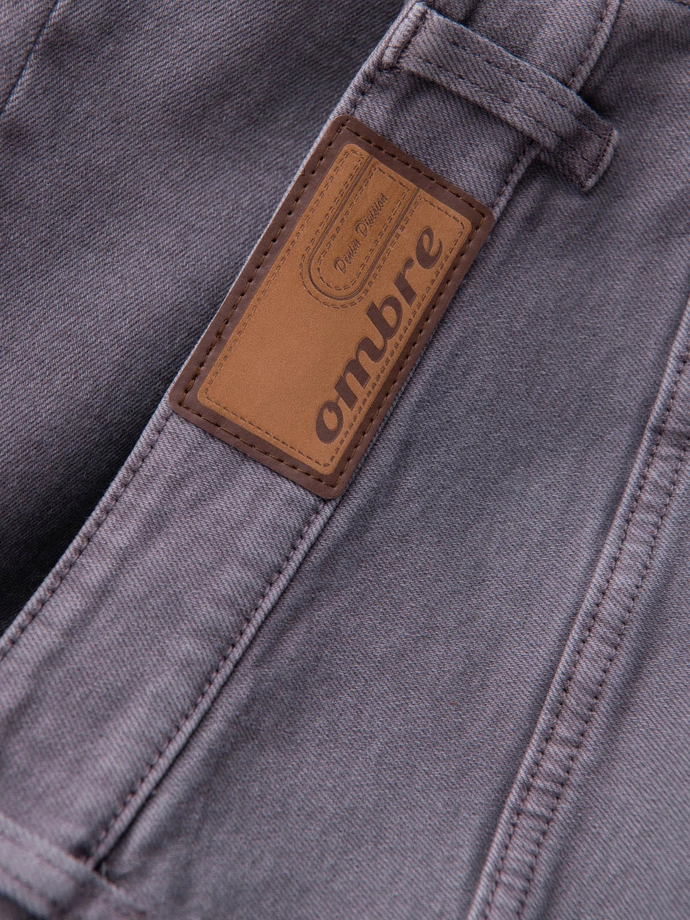 Pánské džínové kalhoty bez oděru SLIM FIT - grafitové V5 OM-PADP-0148