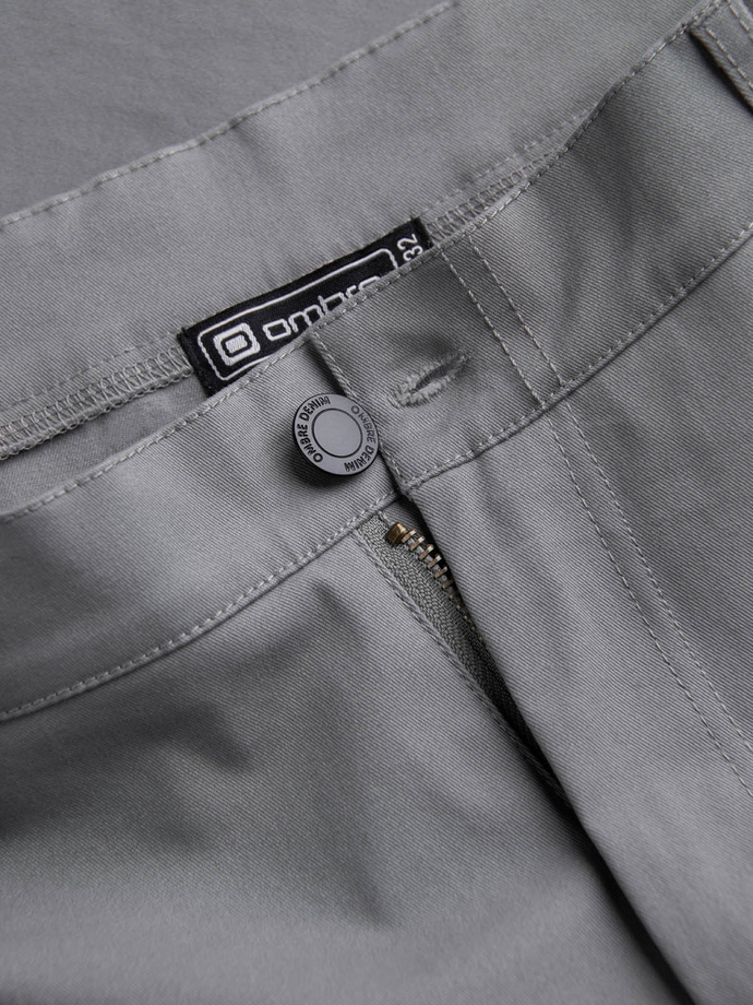 Men's pants with cargo pockets and leg hem - grey V4 OM-PACG-0189