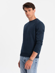 BASIC men's cotton non-stretch sweatshirt - navy blue V1 OM-SSBN-0159
