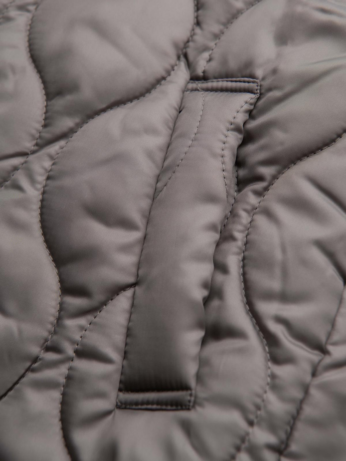 Minimalistinis vyriškas paltas su nuimama liemene - pelenų spalvos V6 OM-COLC-0139