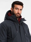 Jachetă parka Classic Long pentru bărbați - negru V6 OM-JALJ-0166