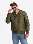 Men's embossed bomber jacket - olive V2 OM-JALP-0196