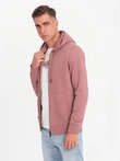 BASIC men's unbuttoned cotton sweatshirt - dark pink V4 OM-SSBZ-0160