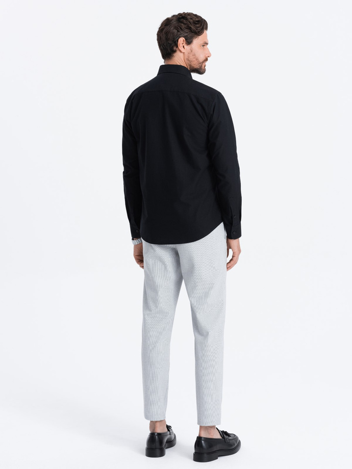 Cămașă bărbătească clasică din bumbac Oxford REGULAR - negru V3 OM-SHOS-0114