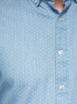Men's patterned thin denim shirt with pocket - light blue V1 OM-SHDS-0179
