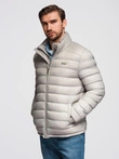 Men's quilted jacket with two fasteners - light grey V2 OM-JALP-0231