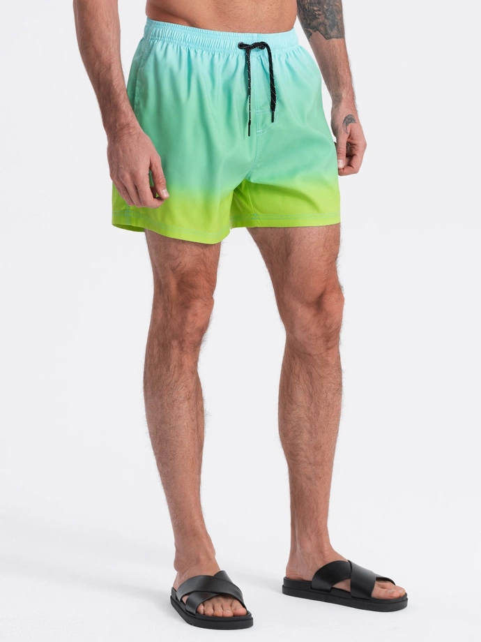 Men's ombre effect swim shorts - light turquoise V19 OM-SRBS-0125