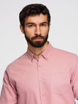 Cămașă bărbătească REGULAR FIT din bumbac cu buzunar - roz V3 K700
