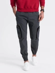 Men's JOGGER pants with stand-off and zippered cargo pockets - graphite V6 OM-PAJO-0135