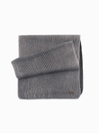 Men's knitted scarf with two-tone stripes - grey and black V1 OM-ACSF-0114