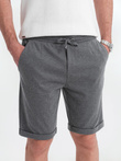 Men's structured knit elastic waistband short shorts - graphite V3 OM-SRCS-0177