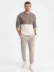 Pantaloni de trening jogger pentru bărbați cu talie elastică și cusături - cenușiu V1 OM-PASK-0142