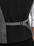 Men's vest without lapels in fine check - graphite V2 OM-BLZV-0123