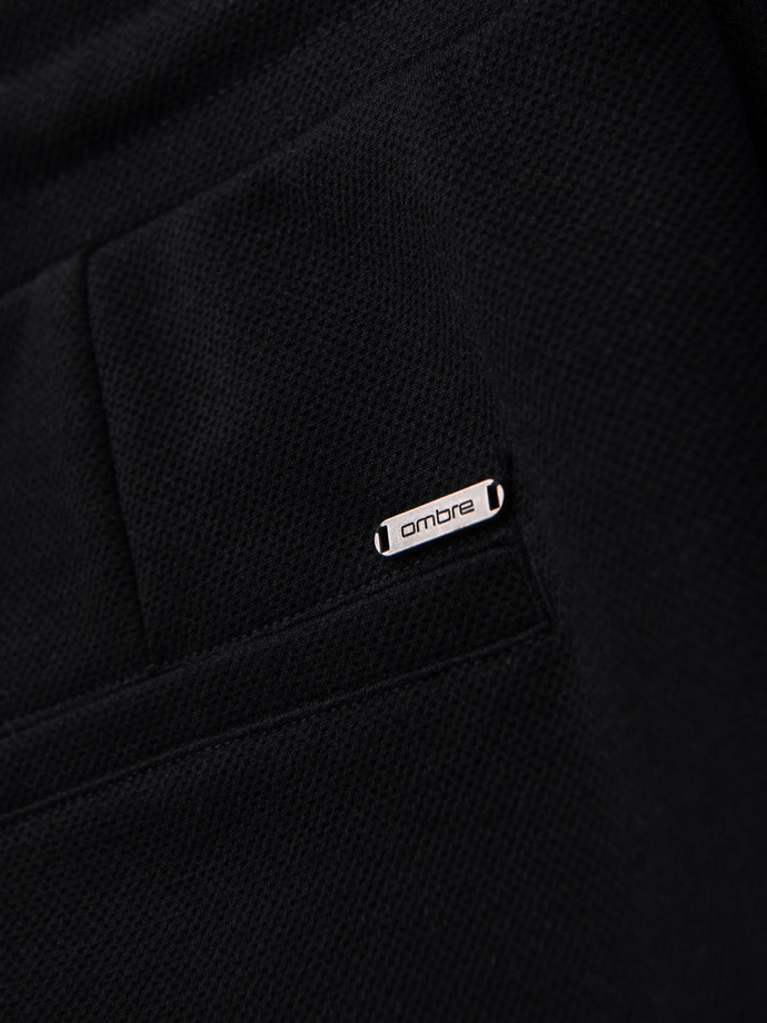 Men's knit shorts with rolled up legs - black V2 OM-SRCS-0170