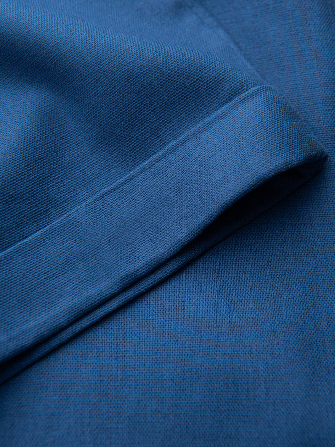 Pantaloni bărbătești chino roll-up în amestec de in - denim albastru V5 OM-PACP-0198