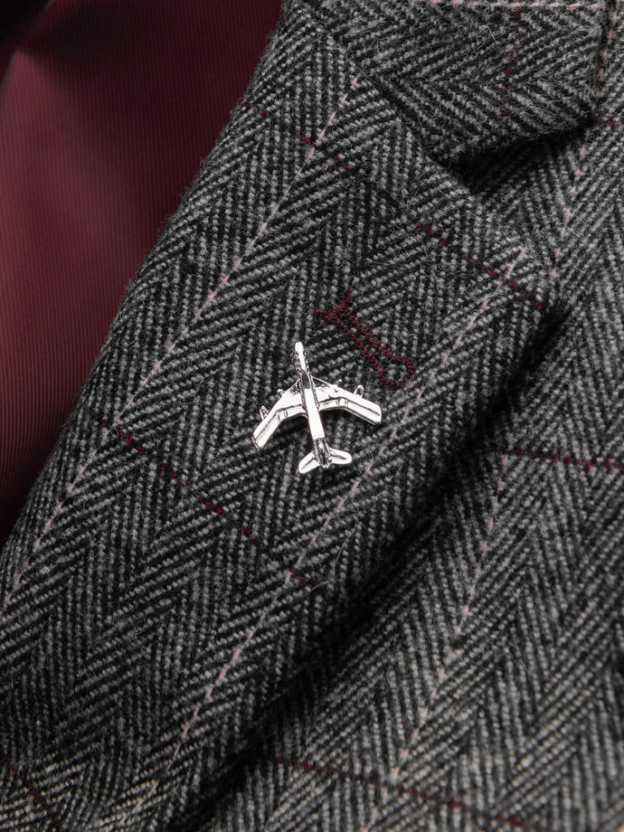 Broșă decorativă de metal pentru haine - argint V1 OU-ACPN-0106