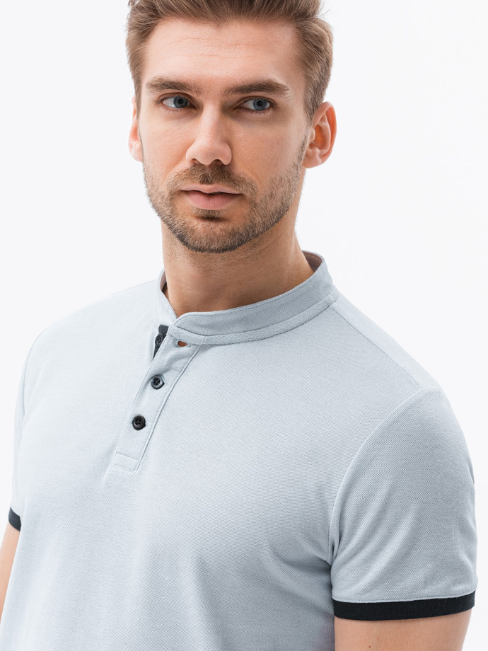 Pánske polo tričko bez goliera - sivý melanž V10 S1381