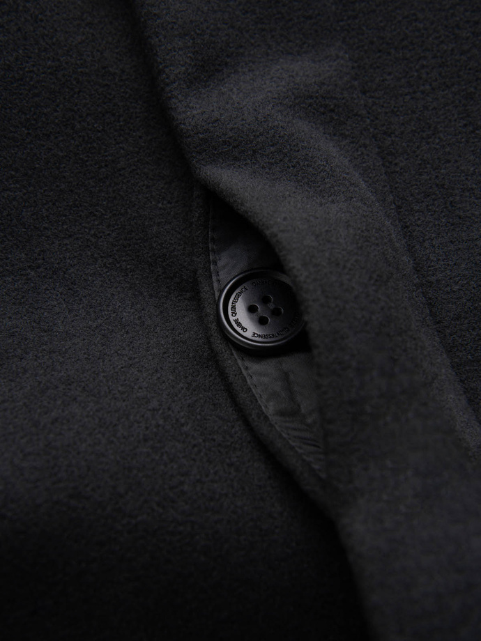 Men's coat with asymmetrical fastening - black V2 OM-COWC-0102