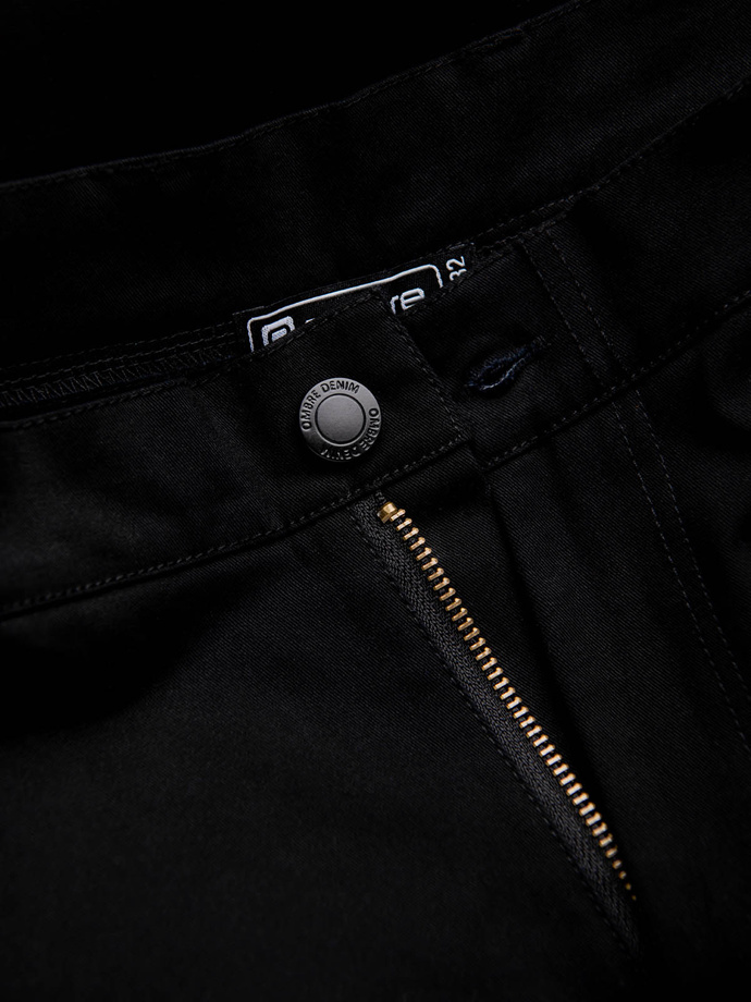 Men's pants with cargo pockets and leg hem - black V5 OM-PACG-0189