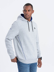 Men's hoodie with zippered pocket - gray melange V5 OM-SSNZ-22FW-006