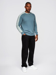 Men's sweatshirt with contrasting stripes and raglan sleeves - bleached turquoise V4 OM-SSNZ-0200