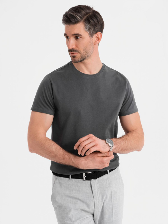 Men's classic cotton BASIC T-shirt - graphite V15 OM-TSBS-0236