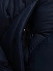 Men's quilted jacket with high zipped hood - navy blue V2 OM-JAHP-0238