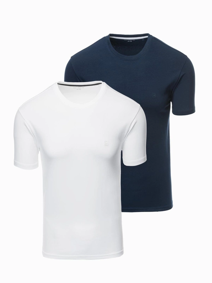 BASIC men's cotton t-shirt set with round neckline - black/white/ navy V1 OM-TSBS-0232